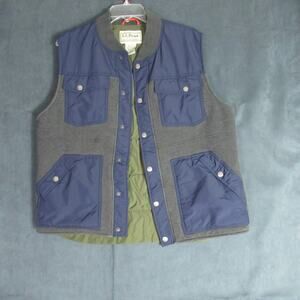 LL Bean Vest Mens Size Large Blue Gray Outdoors Casual Hiking Utility Cabincore